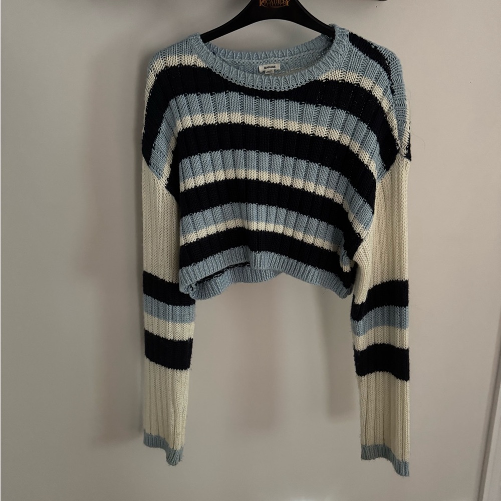 Garage Blue and Cream Striped Sweater